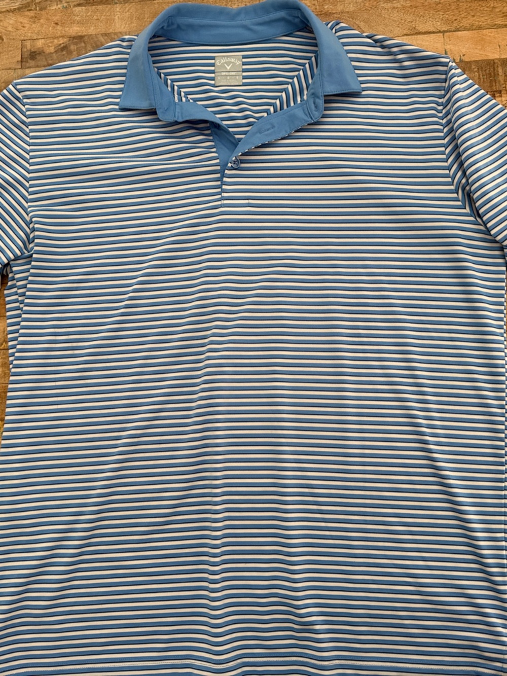 Callaway Blue and White Striped Polo